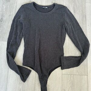 Fashion Nova Charcoal Ribbed Knit Top